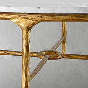 Hand-Forged Metal Marble Round Coffee Table 36