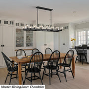Modern Crystal Rectangle Wagon Wheel Chandeliers