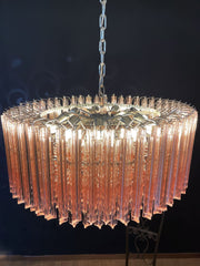 Murano Chandelier – Triedri Round – 265 prisms – Pink