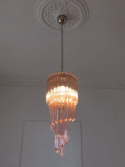 Murano Chandelier – Spiral – 54 prisms – Pink