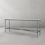 Hand-Forged Metal Rectangle Marble Console Table 60