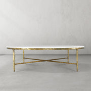 Hand-Forged Metal Marble Round Coffee Table 36