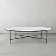 Hand-Forged Metal Marble Round Coffee Table 36