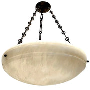 Pair of French Carved Alabaster Fixtures. Sold Individually.