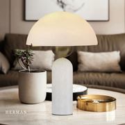 G9 Alabaster white marble table lamp Dia 12