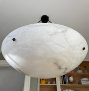 Enormous 36 Ø Flush Mount / Pendant with Stunning Full Moon-Like Alabaster Shade