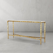 Hand-Forged Metal Rectangle Marble Console Table 60