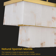 2-Tier Rectangle Alabaster Chandelier 54