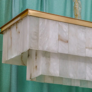Alabaster Brass Rectangular Chandelier 41.33