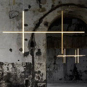 Crossed Aluminum Pendant Light Modern Designer High Ceiling LED Hanging Lights For Living Room Villa