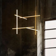 Crossed Aluminum Pendant Light Modern Designer High Ceiling LED Hanging Lights For Living Room Villa