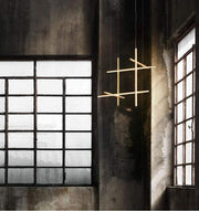 Crossed Aluminum Pendant Light Modern Designer High Ceiling LED Hanging Lights For Living Room Villa