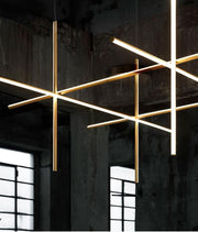 Crossed Aluminum Pendant Light Modern Designer High Ceiling LED Hanging Lights For Living Room Villa