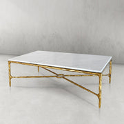 Hand-Forged Metal Rectangle Marble Coffee Table