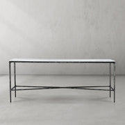Hand-Forged Metal Rectangle Marble Console Table 60