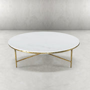 Hand-Forged Metal Marble Round Coffee Table 36