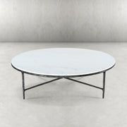 Hand-Forged Metal Marble Round Coffee Table 36