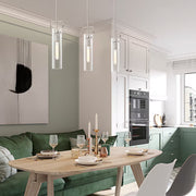 Edvivi 1 -Light Brushed Nickel Modern/contemporary Clear glass Cylinder Small Hanging Pendant Light