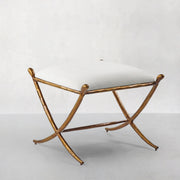 Hand-Forged Metal Horn Fabric Base Stool