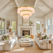 Modern 3-Tier Round Alabaster Chandelier-Gold 34
