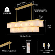 2-Tier Rectangle Alabaster Chandelier 54
