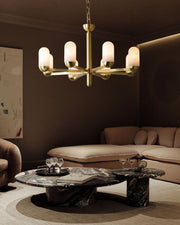 Alabaster Luxury Moonshade Brass Chandelier for dining room