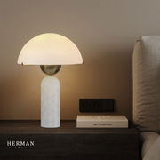 G9 Alabaster white marble table lamp Dia 12