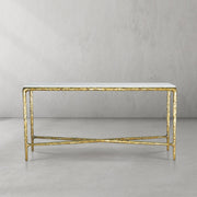 Hand-Forged Metal Rectangle Marble Console Table 60