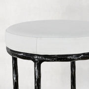 Hand-Forged Metal Backless Fabric Swivel Stool