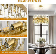 MDEGLYO Modern Crystal Round Chandelier