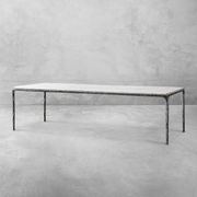 Hand-Forged Metal Marble Rectangular Dining Table