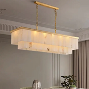 Alabaster Brass Rectangular Chandelier 41.33