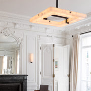 Eva Square Alabaster Living Room Chandelier