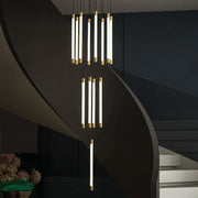 Custom Modern Iron Staircase Villa Apartment Loft Long Chandelier Hotel Villa Staircase Pendant Light
