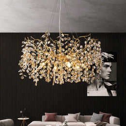 Modern Crystal Branch Chandelier for Foyer Entryway  31.5