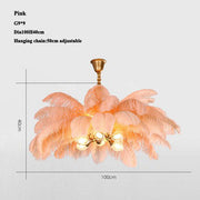 Aisa Art Deco Colorized Feather Chandelier Brass Palm Tree Lamp