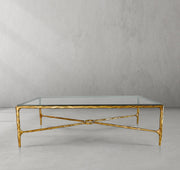Hand-Forged Metal Rectangle Glass Coffee Table