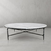 Hand-Forged Metal Marble Round Coffee Table 36