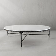 Hand-Forged Metal Marble Round Coffee Table 36