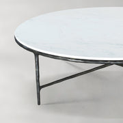 Hand-Forged Metal Marble Round Coffee Table 36