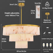 Modern 3-Tier Round Alabaster Chandelier-Gold 34