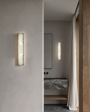 Rectangular Natural Semi-Translucent Alabaster Wall Lamp for Bath & Vanity