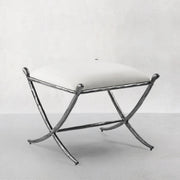Hand-Forged Metal Horn Fabric Base Stool