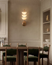 Modern Triple Alabaster Brass Stone Semi-Oval Wall Sconces 6in 15W