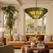 Amor 5-Tier Ghiaccio Glass Pendant Round Chandelier 48