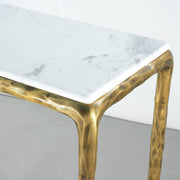 Hand-Forged Metal Rectangle Marble Console Table 60