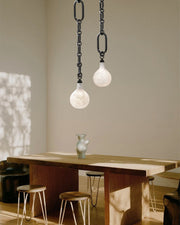 Cluster White Alabaster Globe Pendant Light with adjustable chain