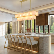 2-Tier Rectangle Alabaster Chandelier 54