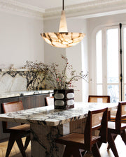 Domus Alabaster Round Bowl Ceiling Pendant Light 20in 28in