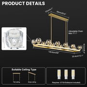 Modern Crystal Rectangle Wagon Wheel Chandeliers